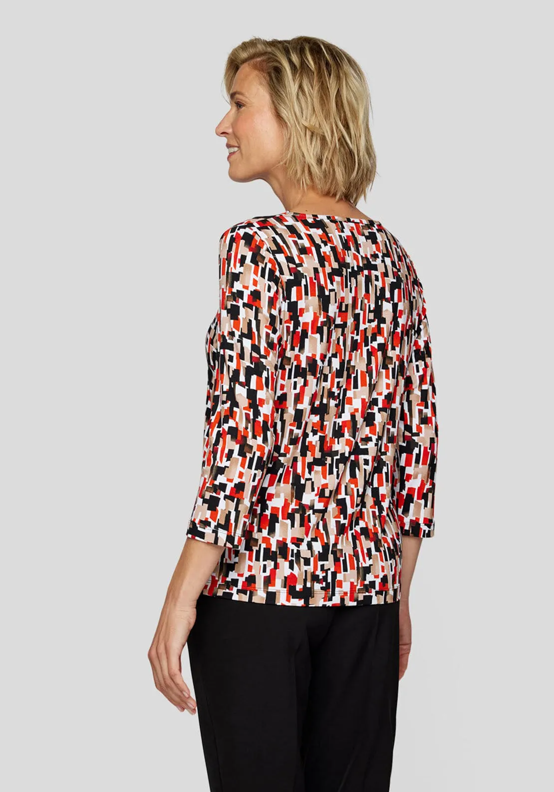 Rabe Abstract Print Top, Red Multi