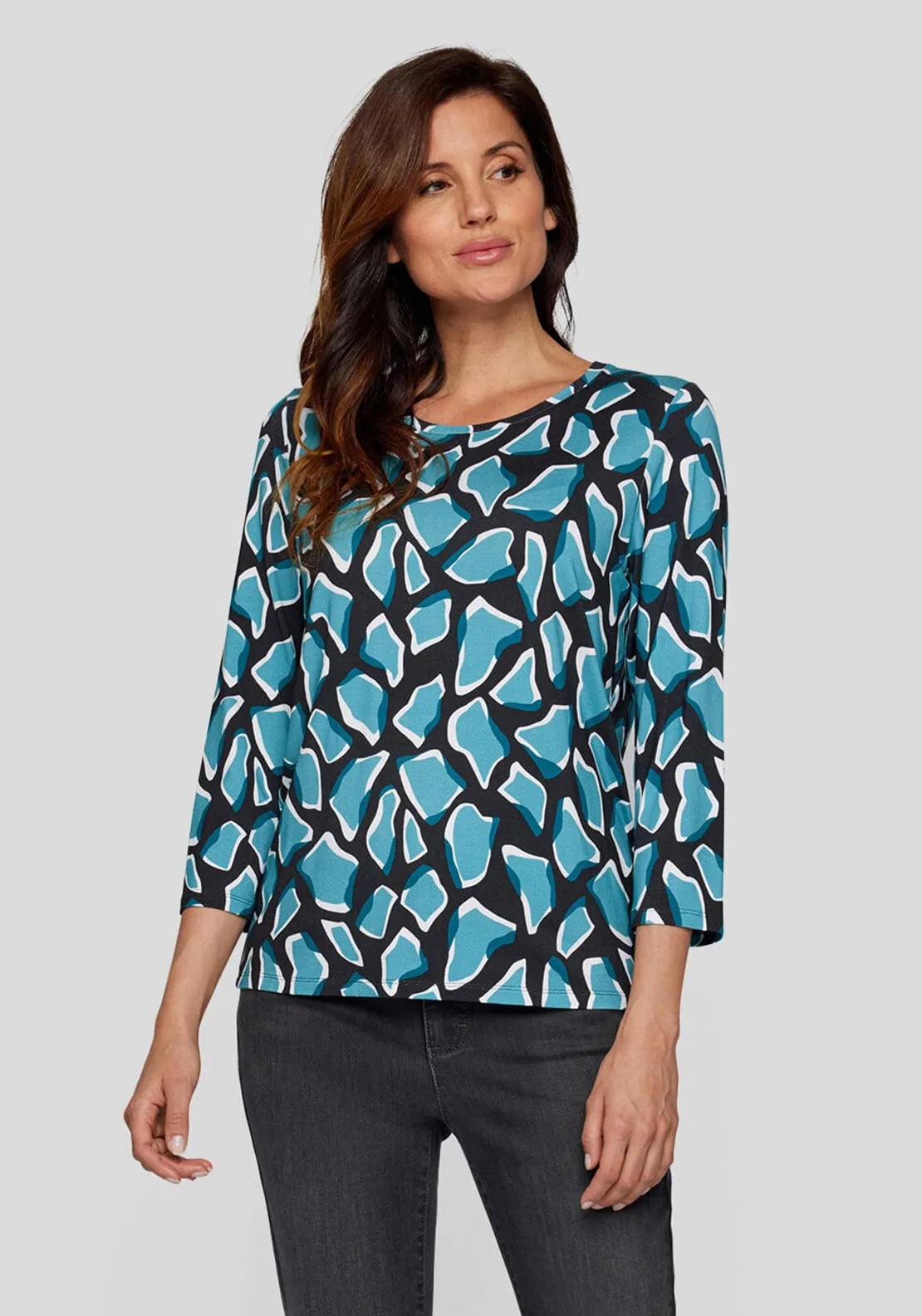 Rabe Animal Print Top, Black and Blue