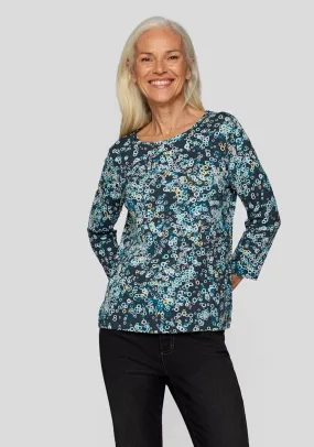 Rabe Circle Print Top, Blue Multi