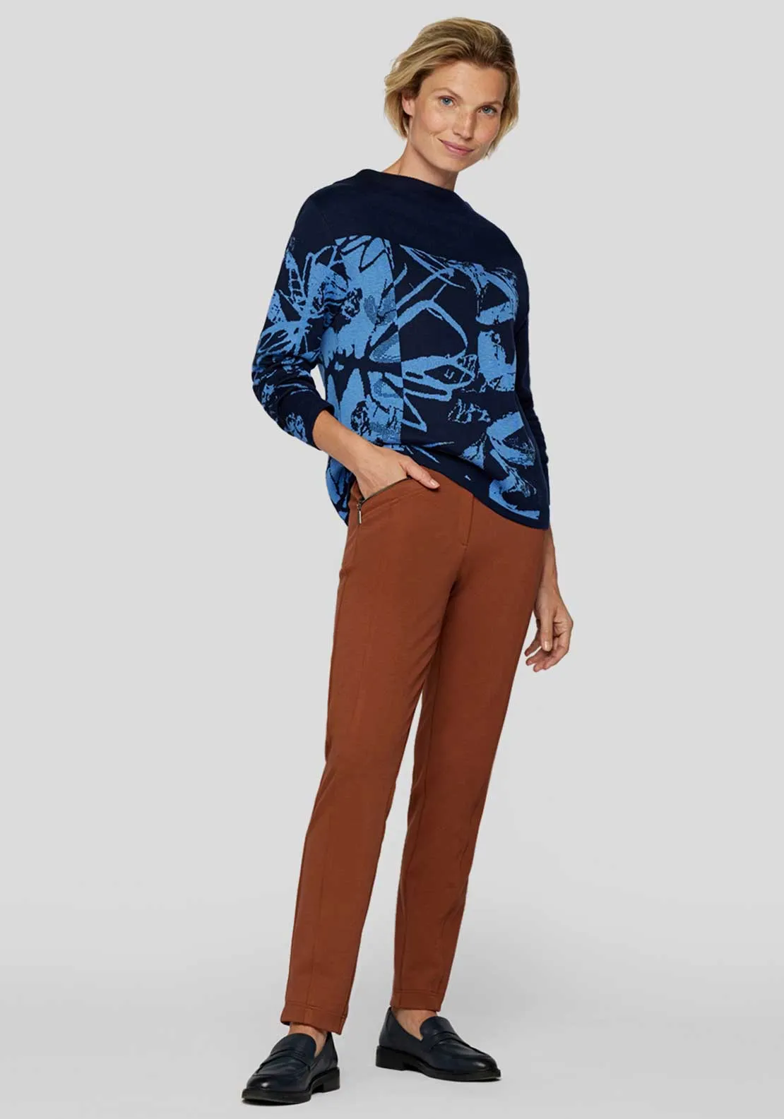 Rabe Contrast Printed Jumper, Navy