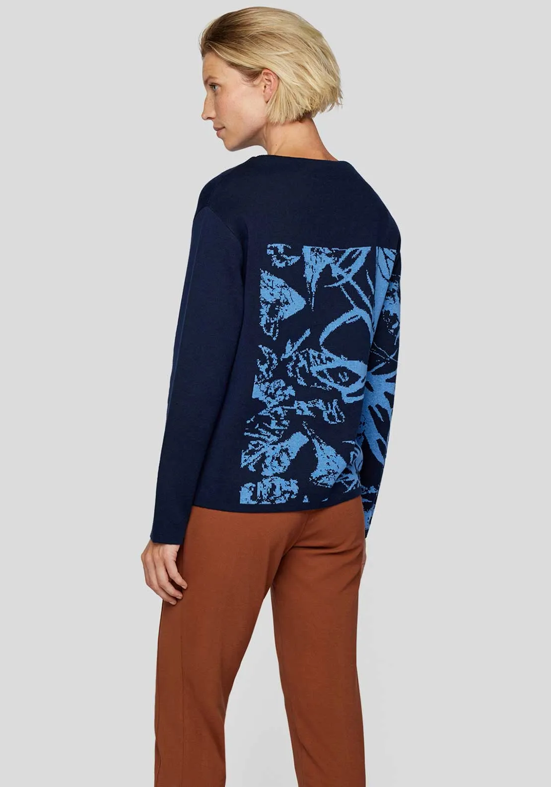 Rabe Contrast Printed Jumper, Navy