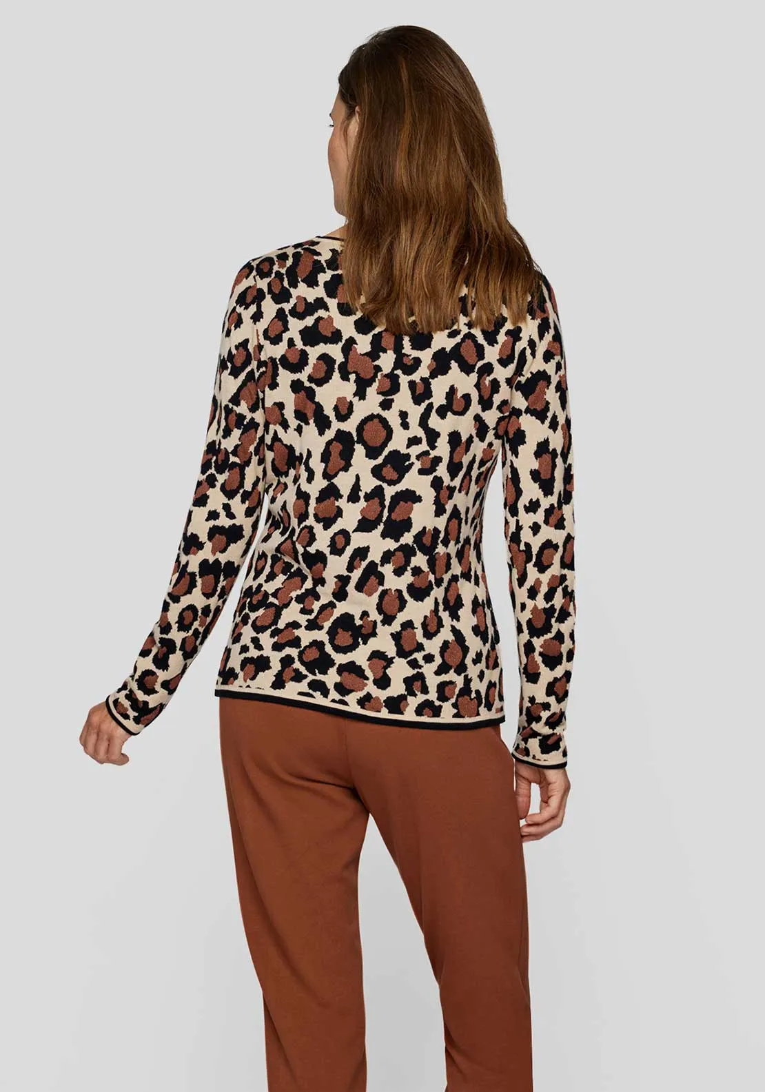 Rabe Embellished Leopard Print Jumper, Brown