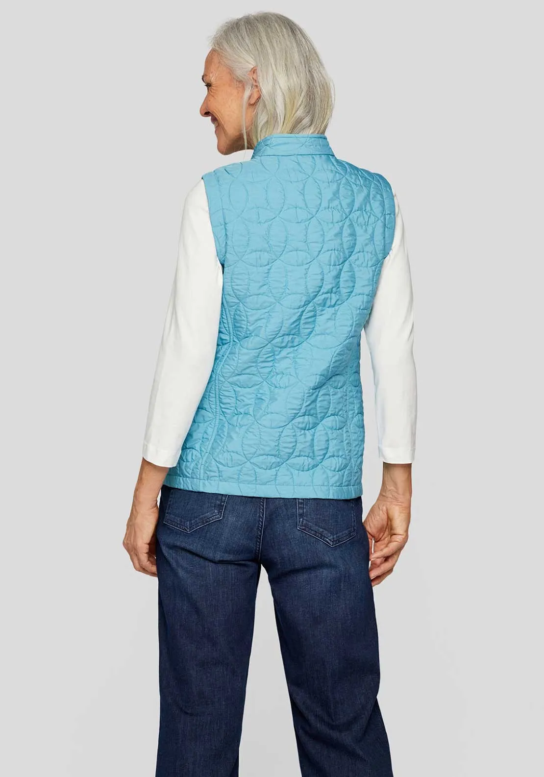 Rabe Geo Stitch Zip Through Gilet, Blue