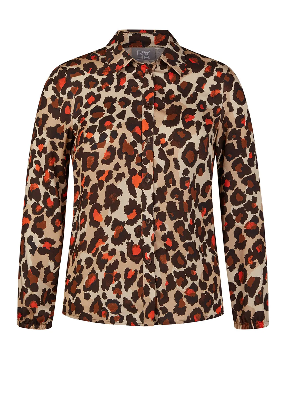 Rabe Leopard Print Button Up Blouse, Brown and Red