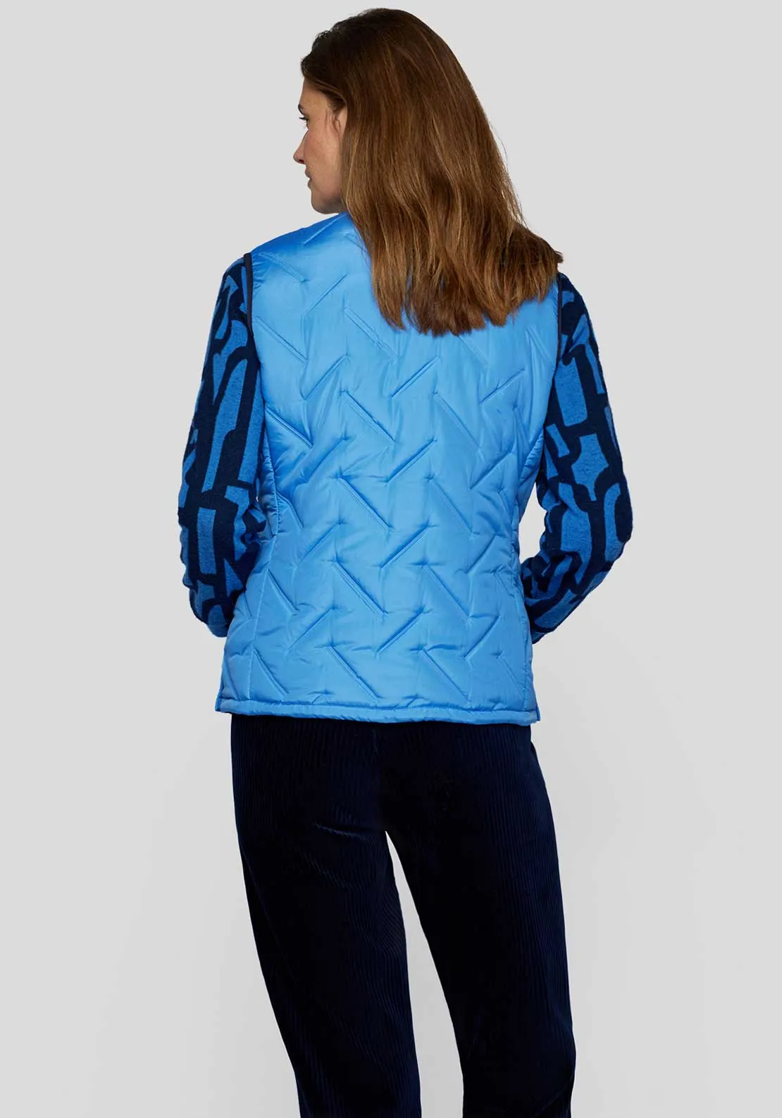 Rabe Lightly Quilted Zip Up Gilet, Blue