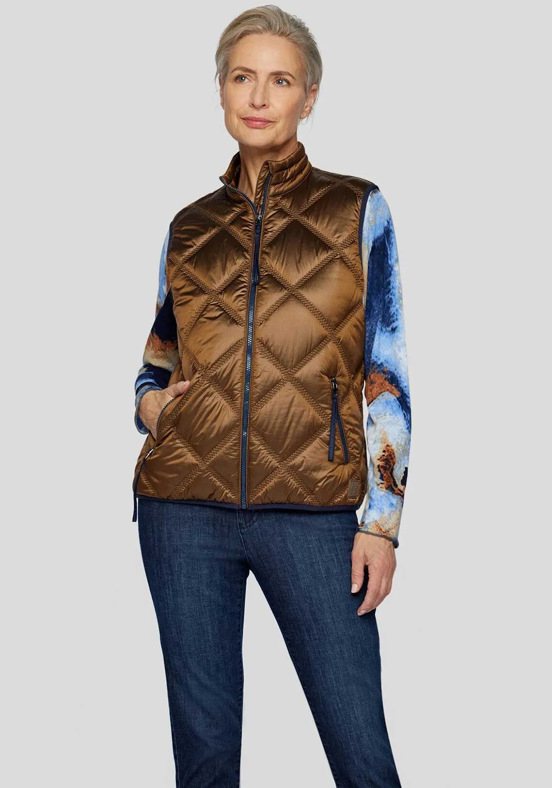 Rabe Metallic Diamond Quilted Gilet, Bronze