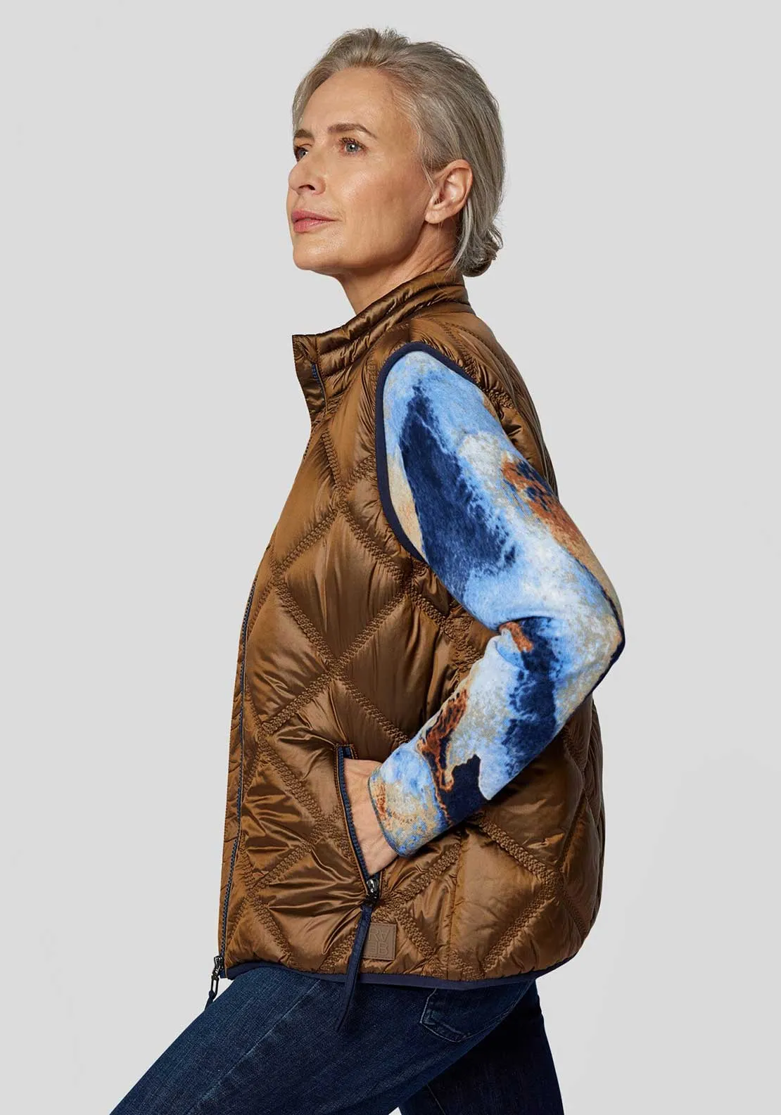 Rabe Metallic Diamond Quilted Gilet, Bronze