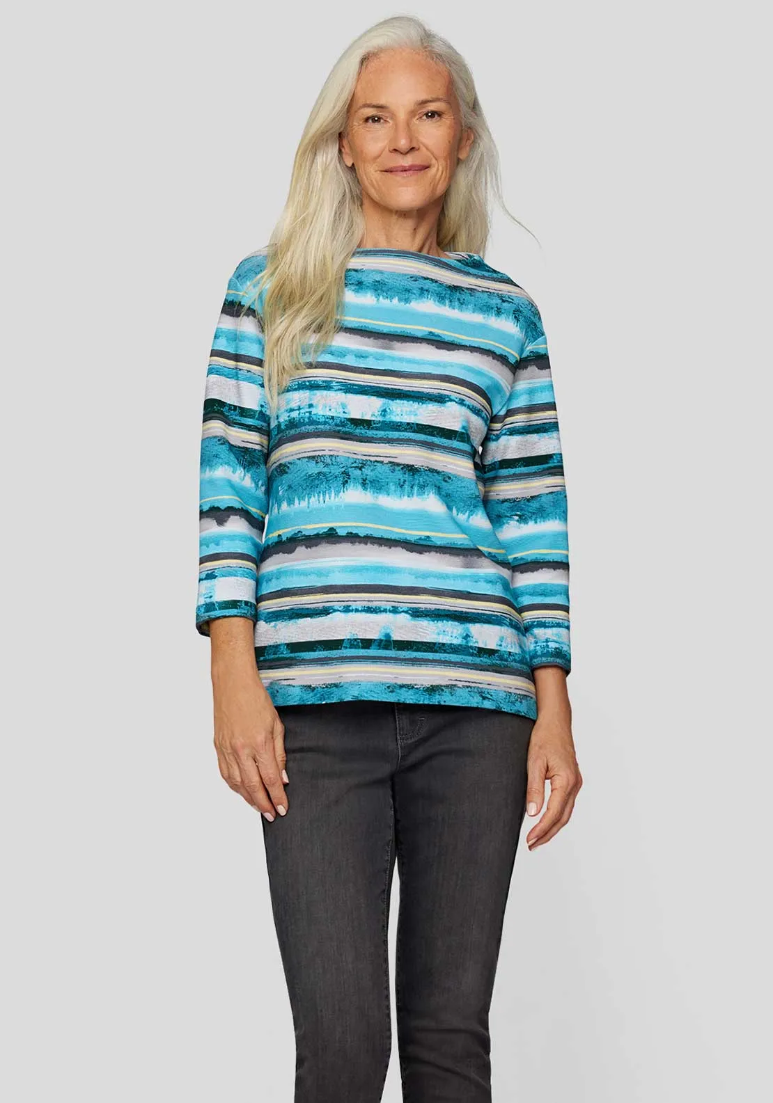 Rabe Printed Striped Top, Blue