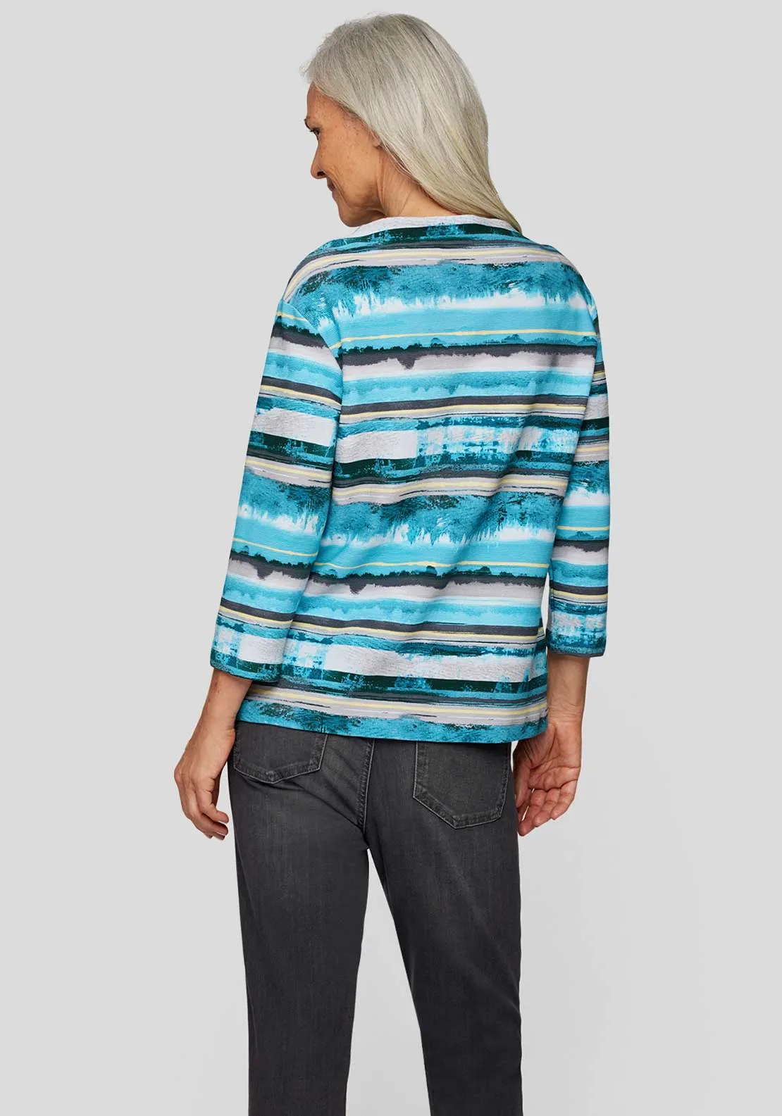 Rabe Printed Striped Top, Blue