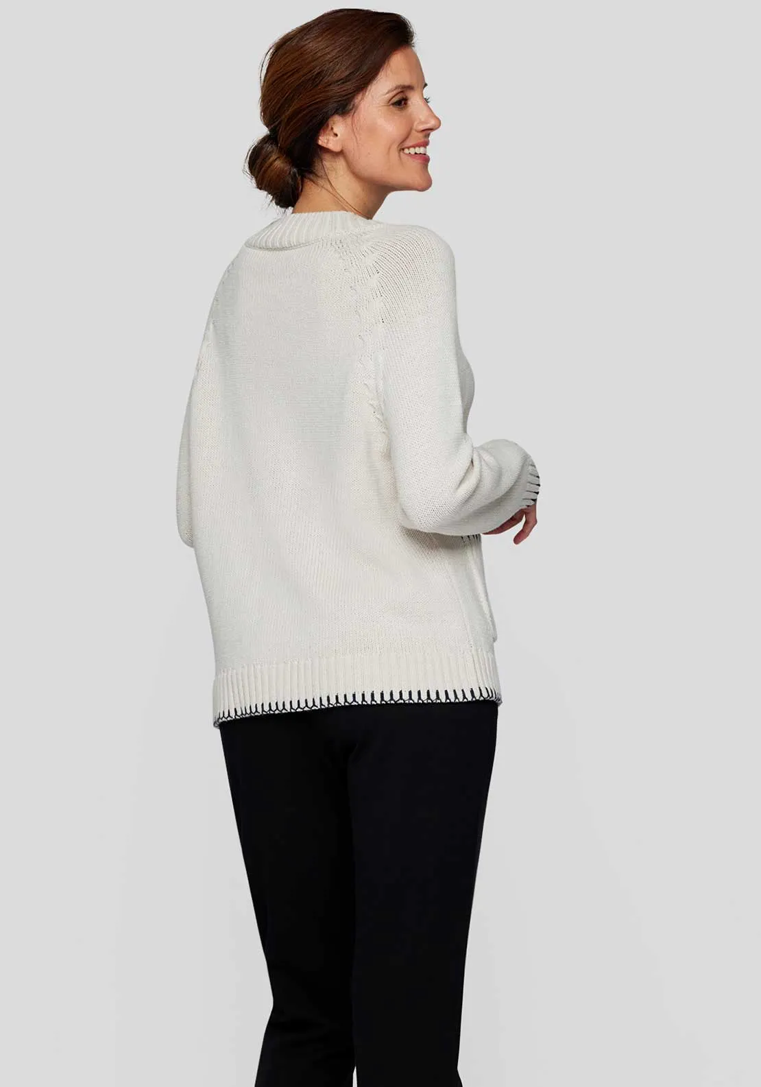 Rabe Round Neck Knitted Jumper, Cream