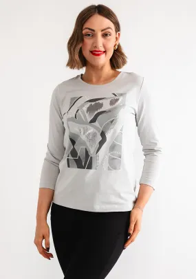 Rabe Sequin Embellished Graphic Top, Grey