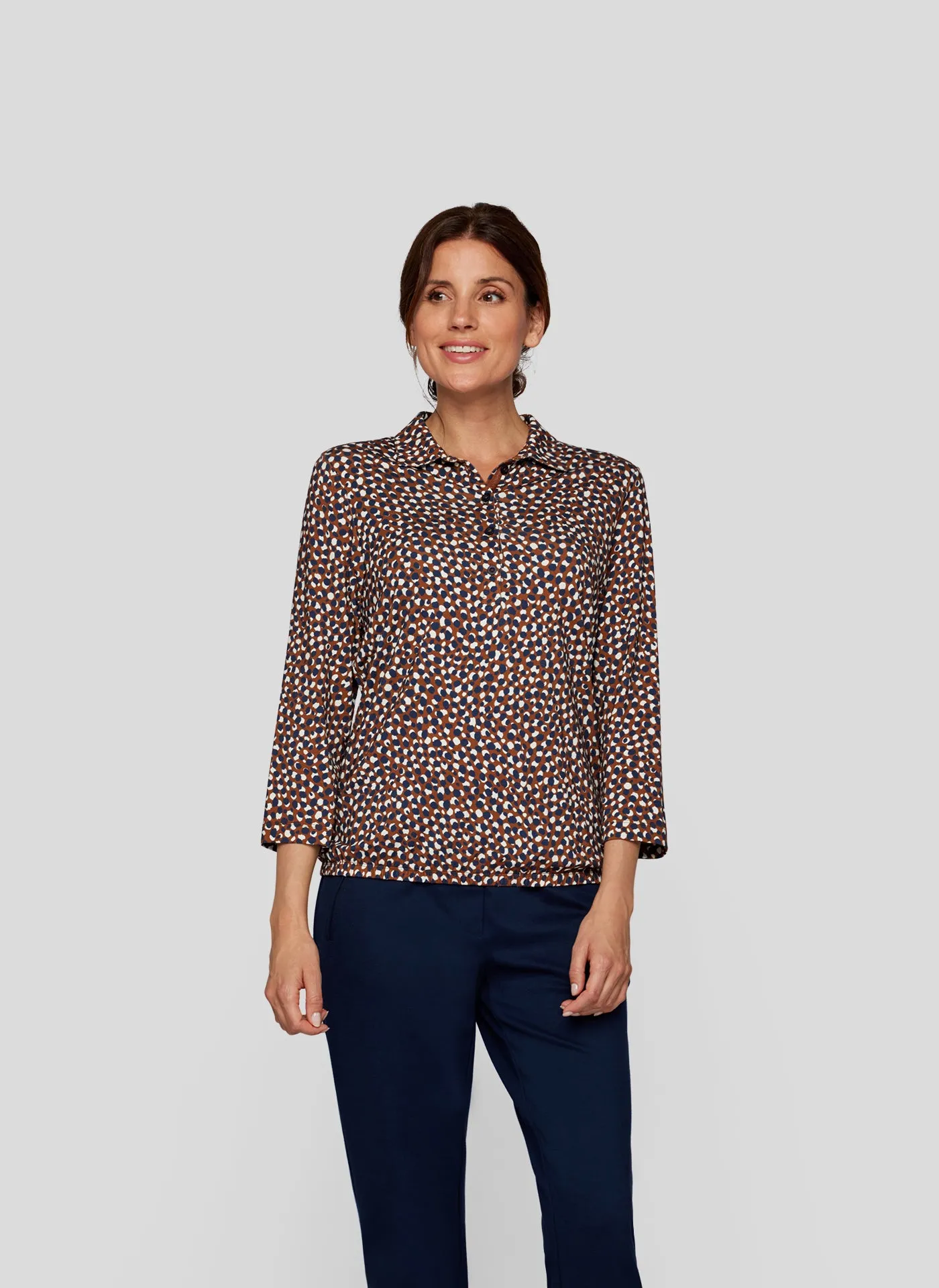 Rabe Spot Print Blouse, Brown Multi