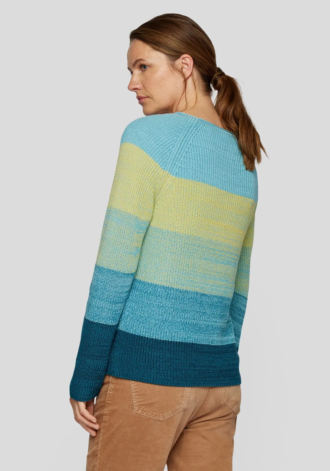 Rabe Striped Colour Block Jumper, Blue Multi