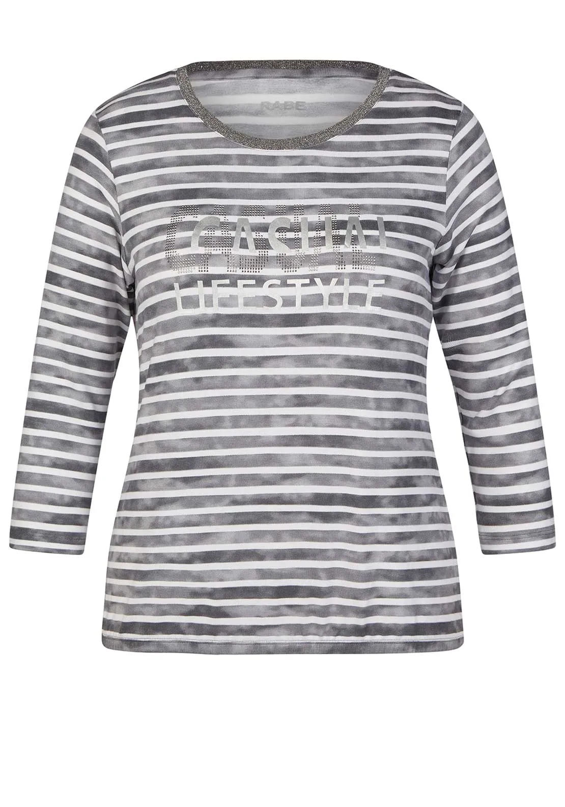 Rabe Striped Embellished Top, Grey