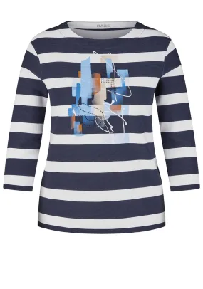 Rabe Striped Graphic Top, Navy and White