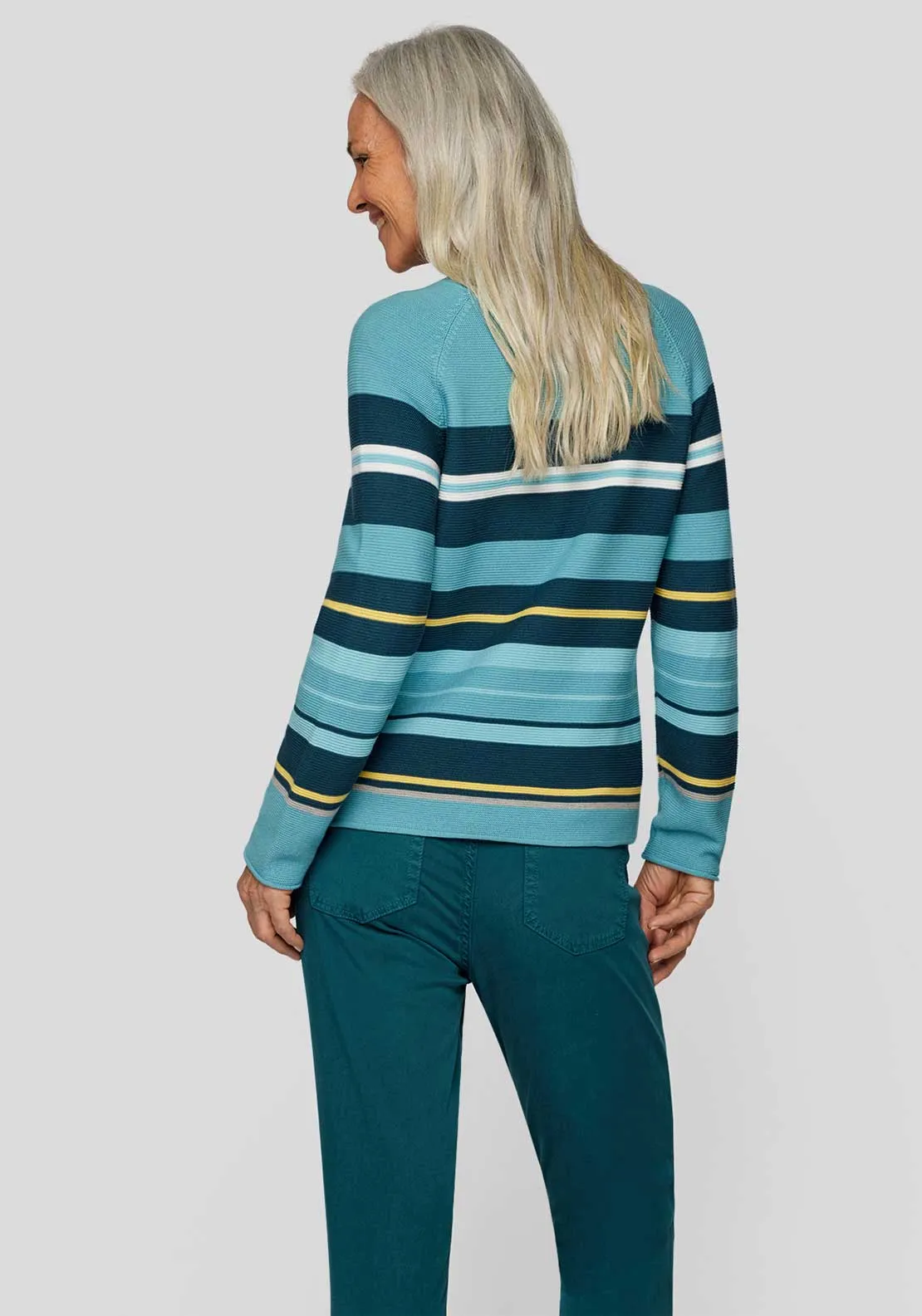 Rabe Striped Long Sleeve Jumper, Blue Multi