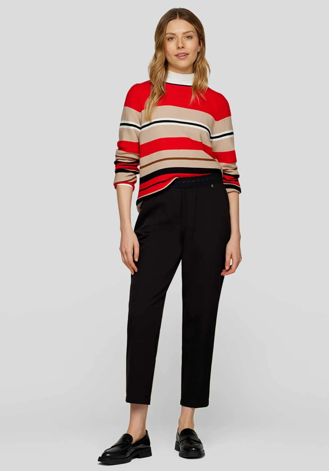 Rabe Striped Long Sleeve Jumper, Red Multi