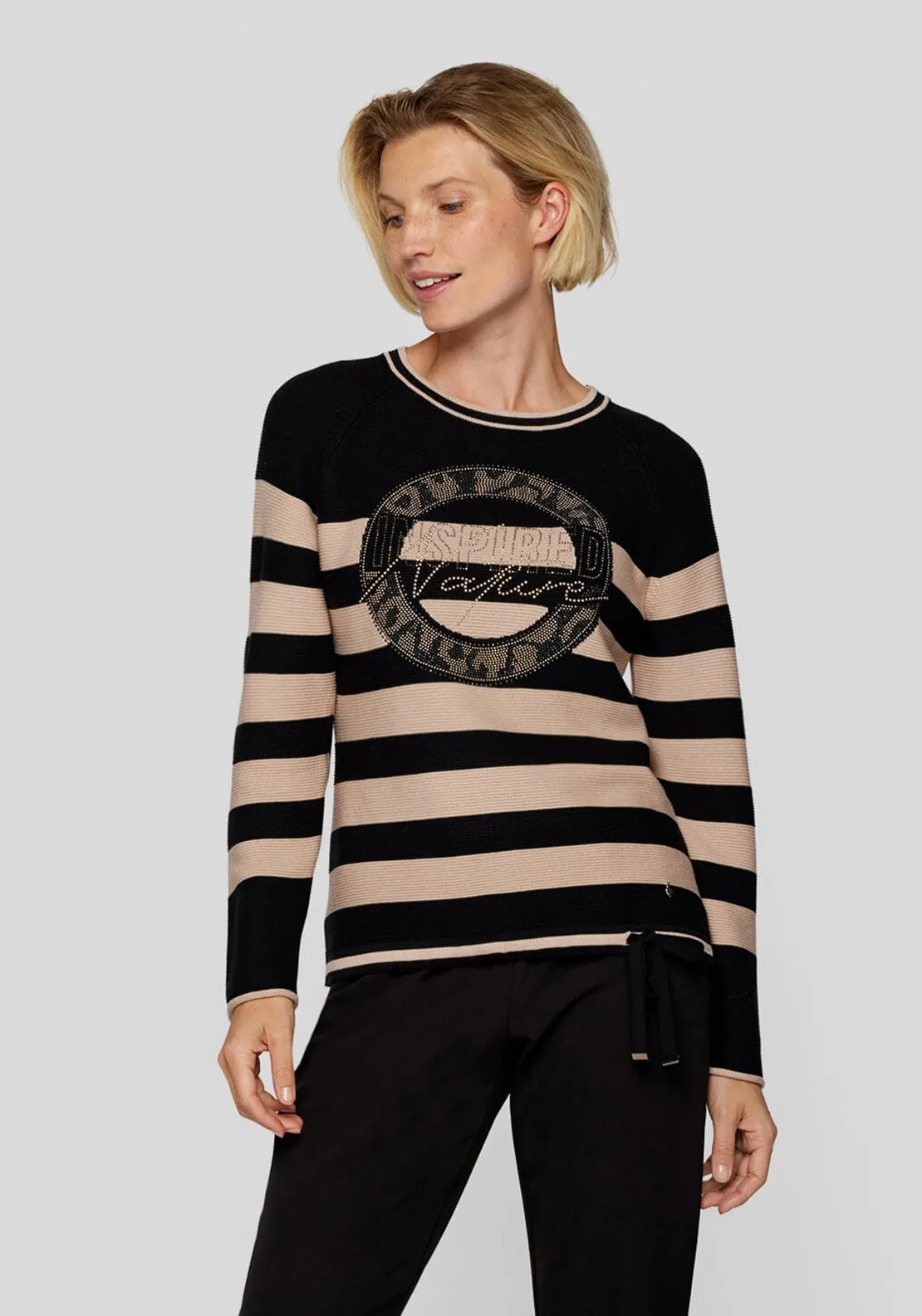 Rabe Striped Rhinestone Embellished Jumper, Black