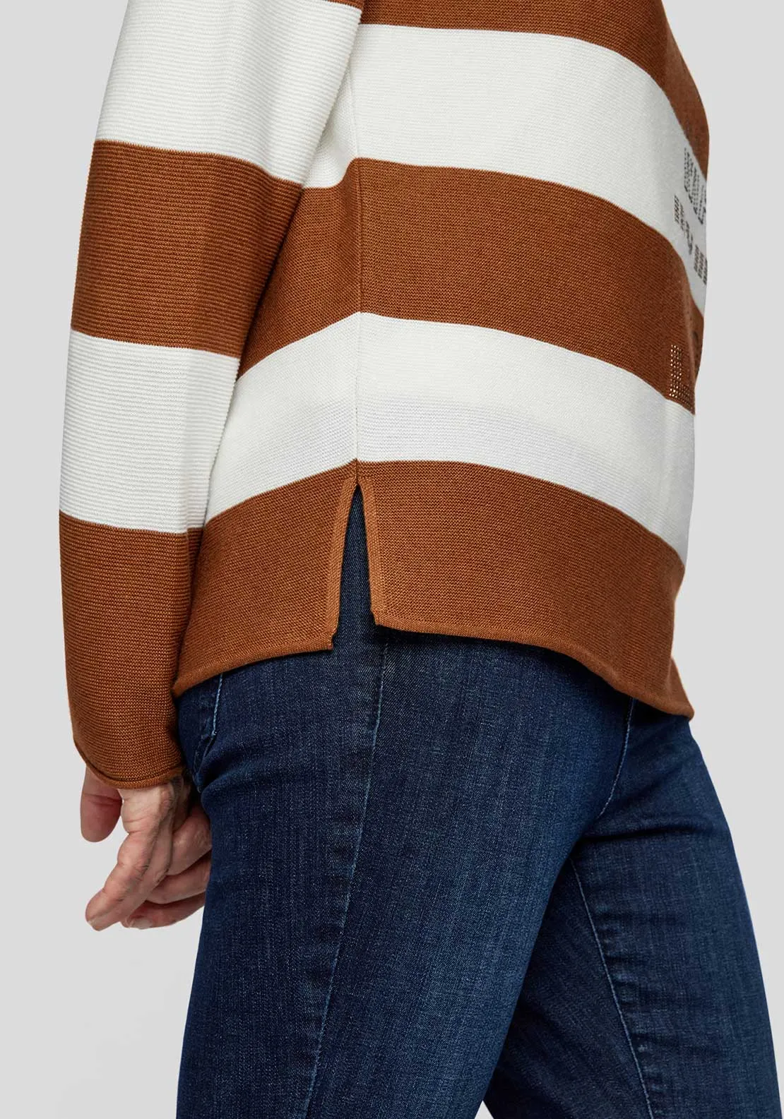 Rabe Striped Rhinestone Knit Jumper, Brown