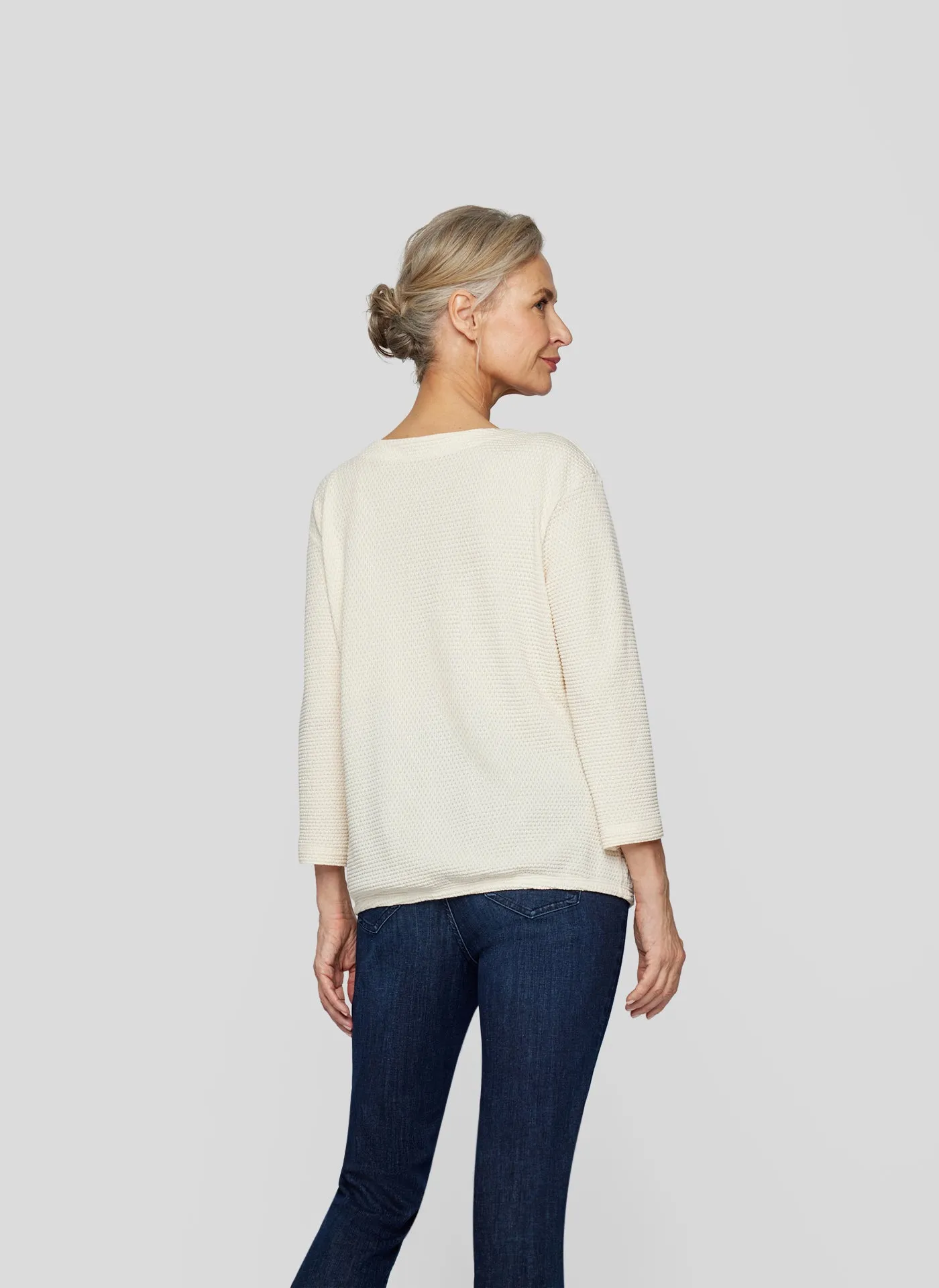 Rabe Textured Embellished Top, Cream