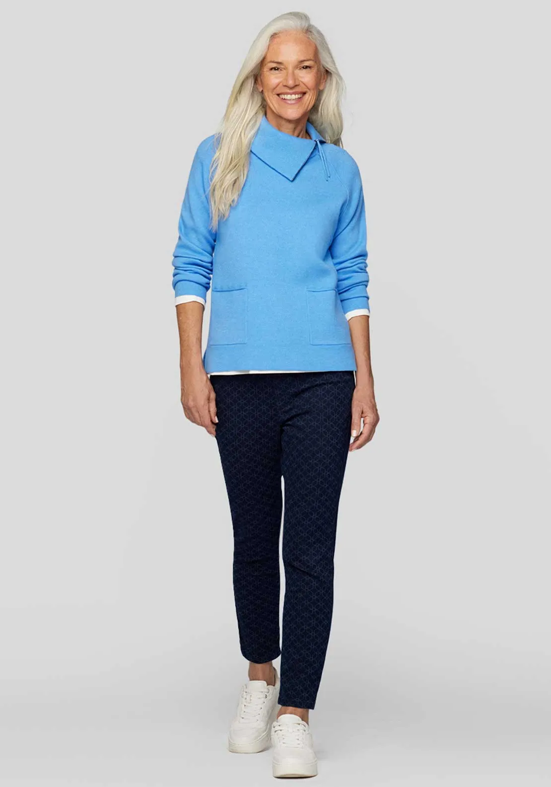 Rabe Zip Neck Jumper, Blue