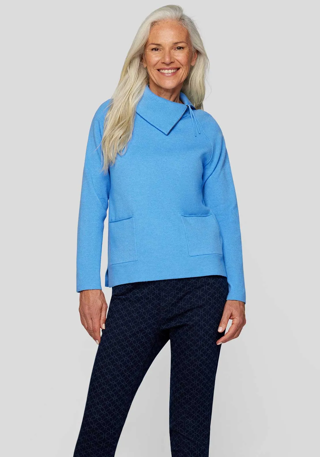 Rabe Zip Neck Jumper, Blue