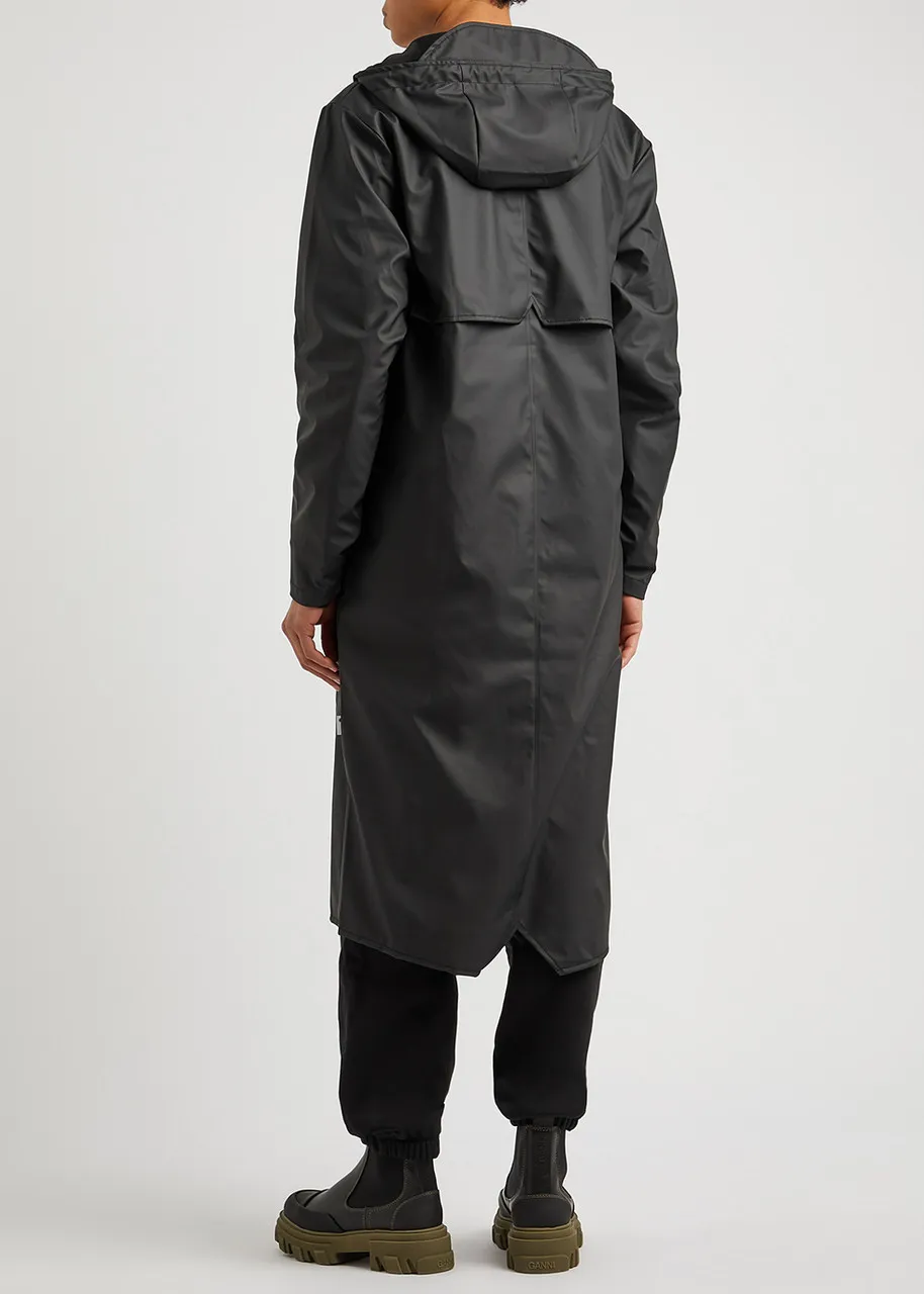 RAINS Longer matte black rubberised raincoat 
                         
                     
                