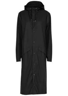 RAINS Longer matte black rubberised raincoat 
                         
                     
                