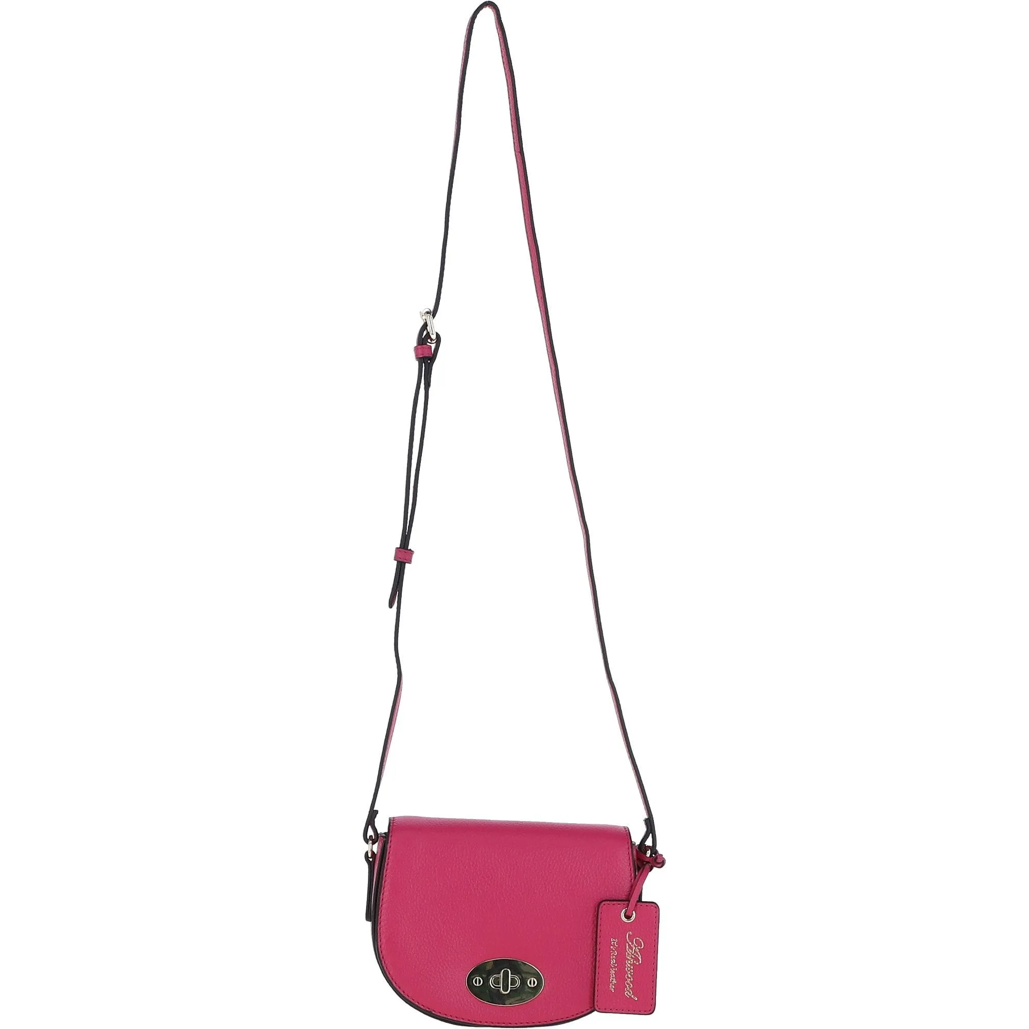 Real Leather Saddle Crossbody Bag Raspberry Sorbet: 63753