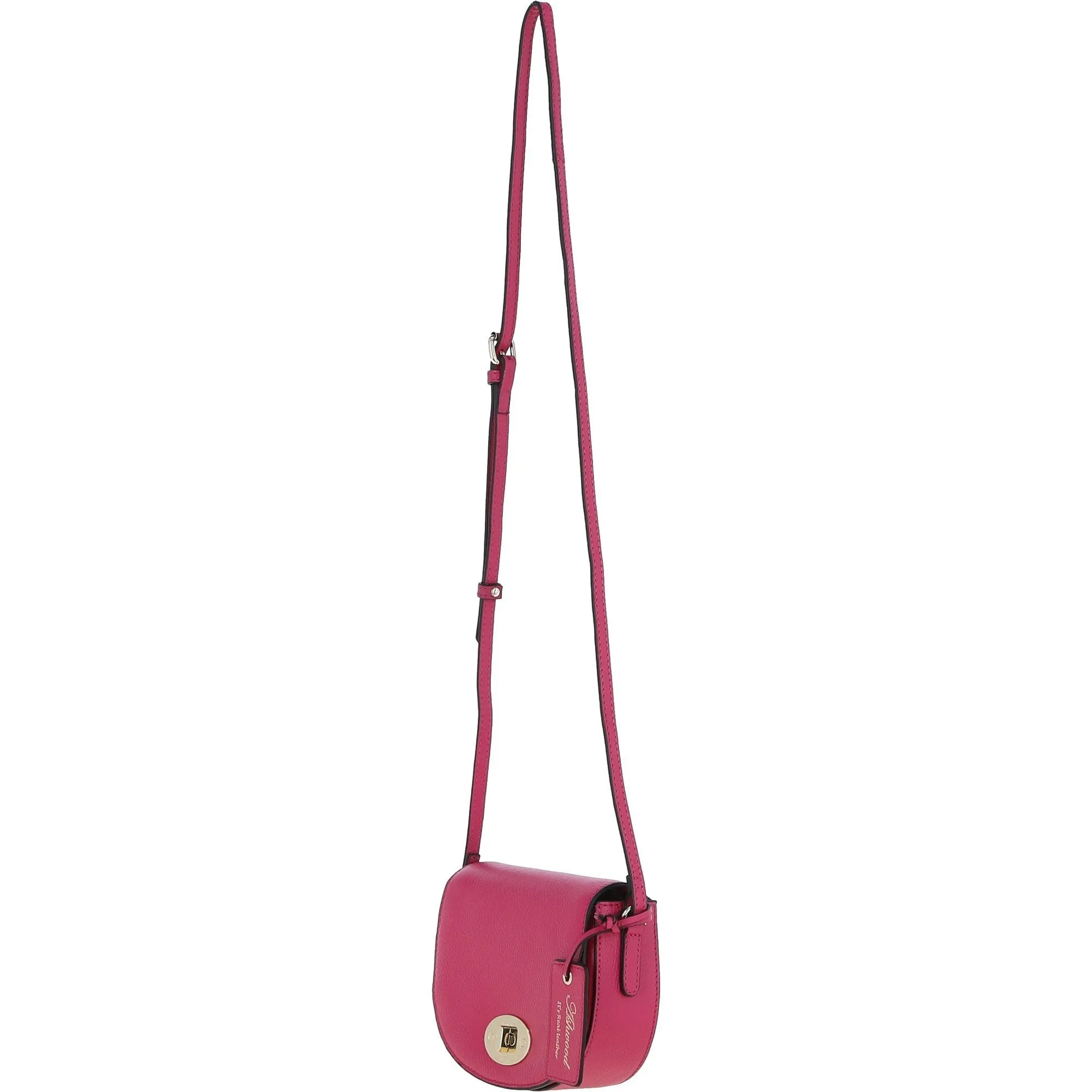 Real Leather Saddle Crossbody Bag Raspberry Sorbet: 63753