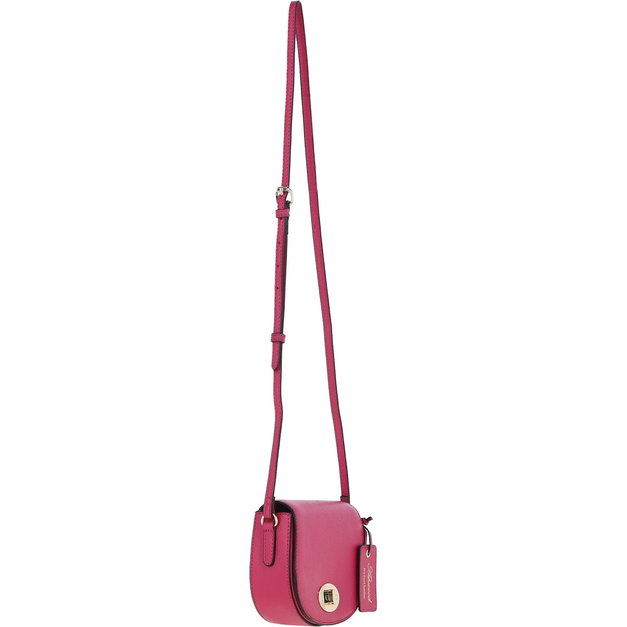 Real Leather Saddle Crossbody Bag Raspberry Sorbet: 63753