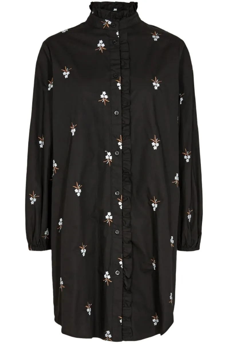 Rinai Shirt Dress Flowers | Black mix | Kjole fra Freequent