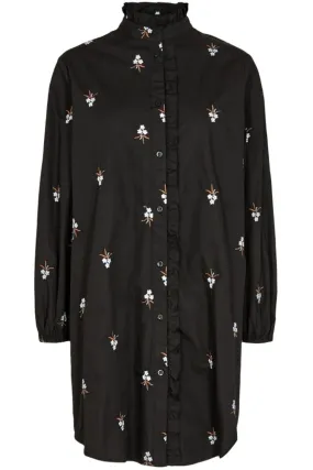 Rinai Shirt Dress Flowers | Black mix | Kjole fra Freequent