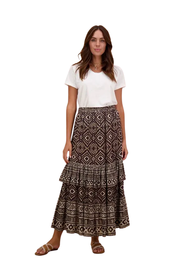 Ruby Yaya Aztec Skirt Brown Wash