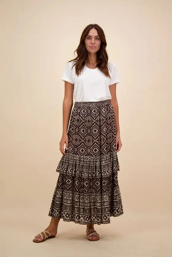 Ruby Yaya Aztec Skirt Brown Wash