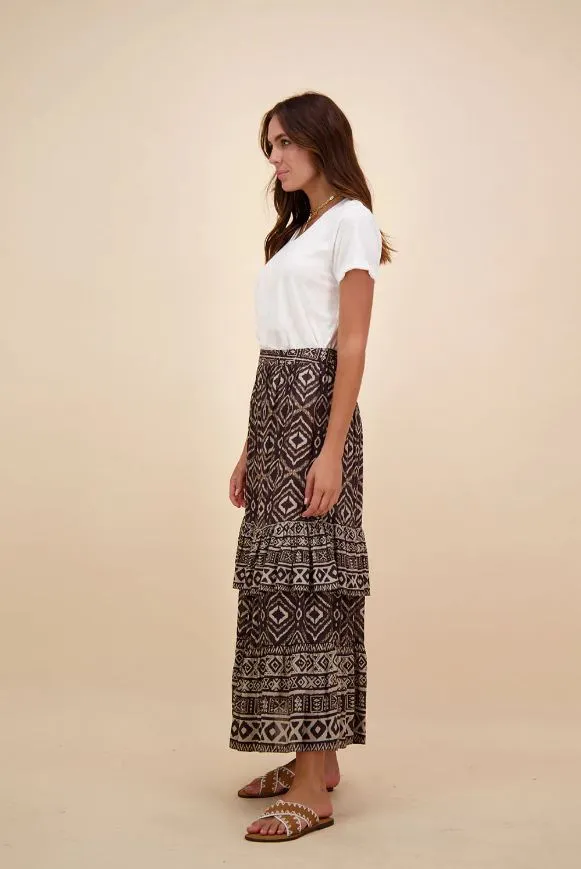 Ruby Yaya Aztec Skirt Brown Wash