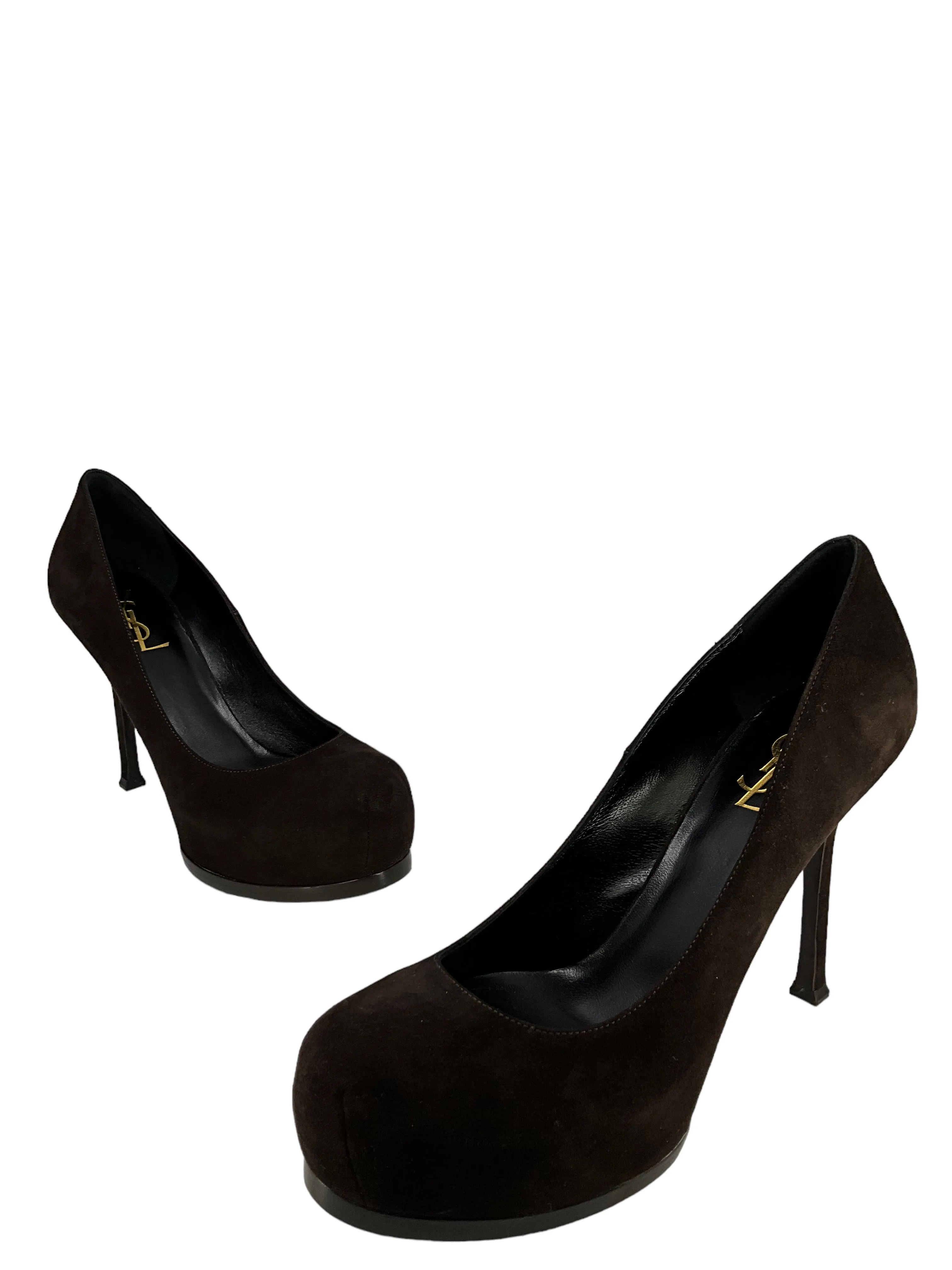 Saint Laurent Brown Suede Platform Pumps Size 9