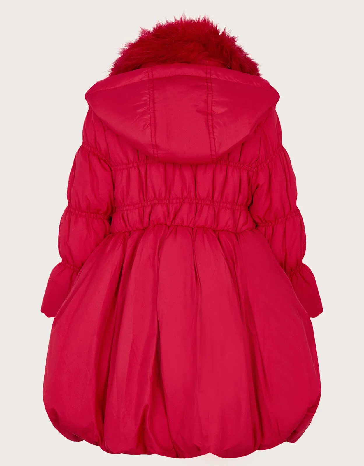 Shirred Puffball Padded Coat Red