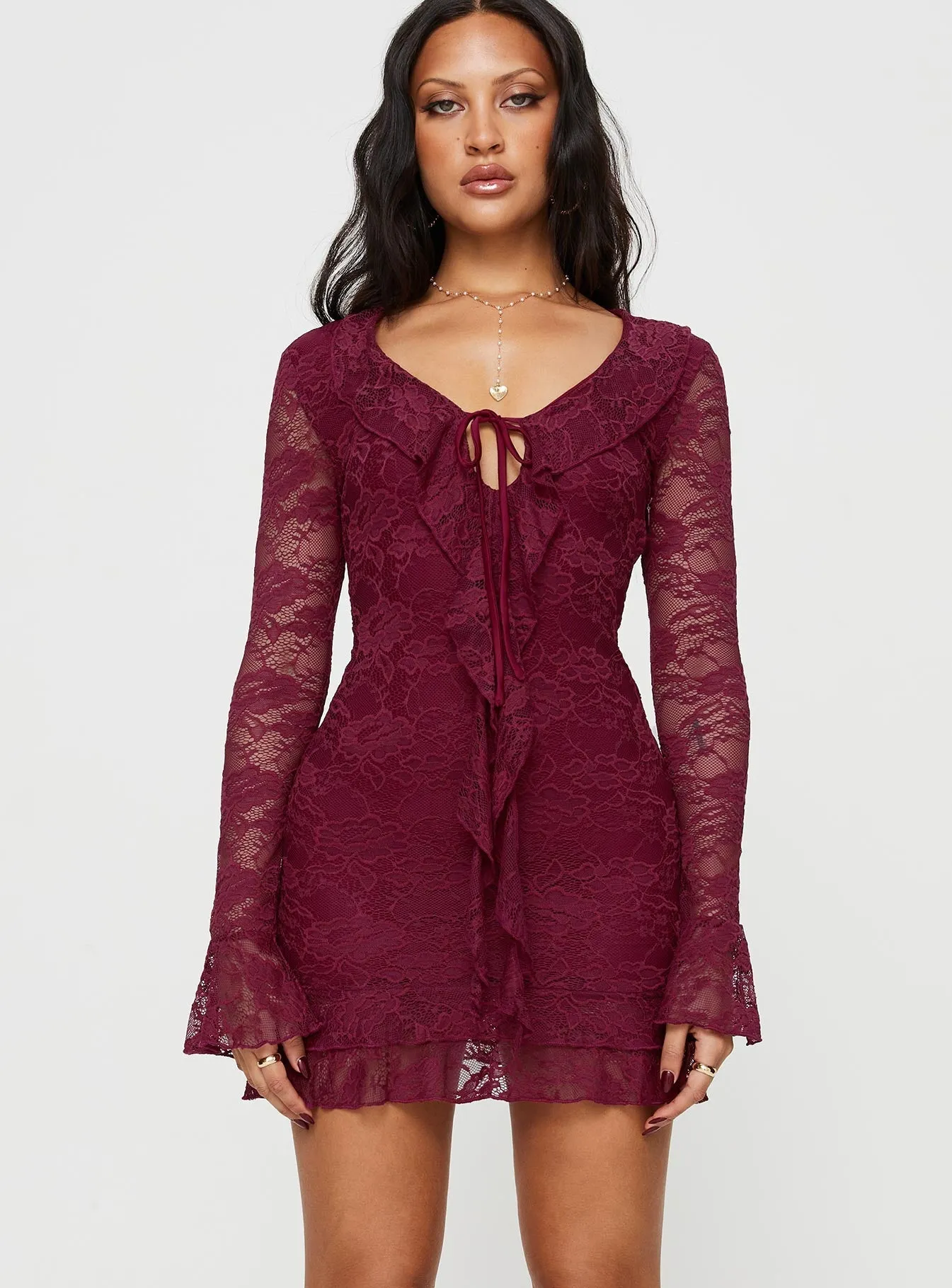 Sidonie Long Sleeve Mini Dress Red