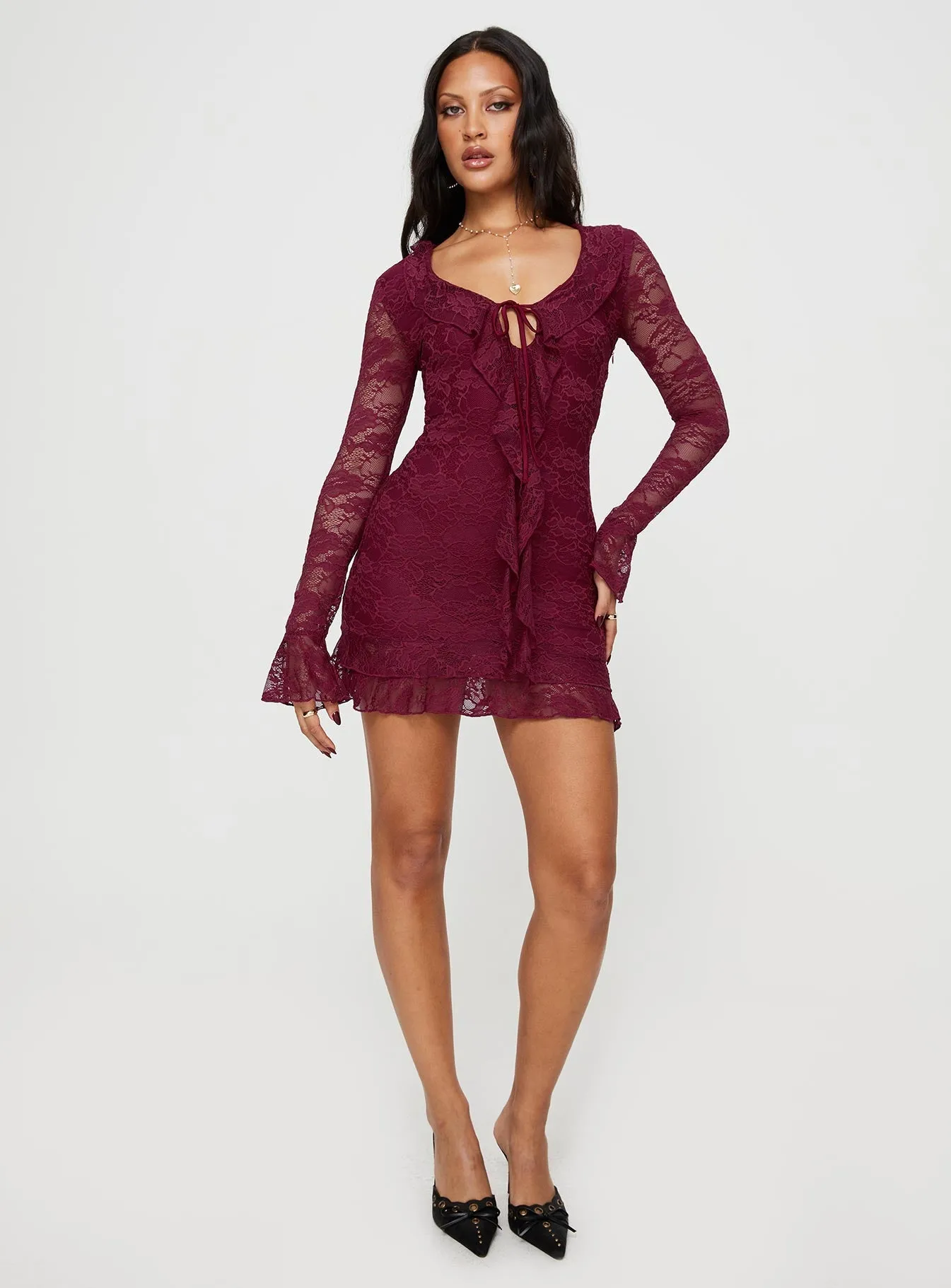 Sidonie Long Sleeve Mini Dress Red