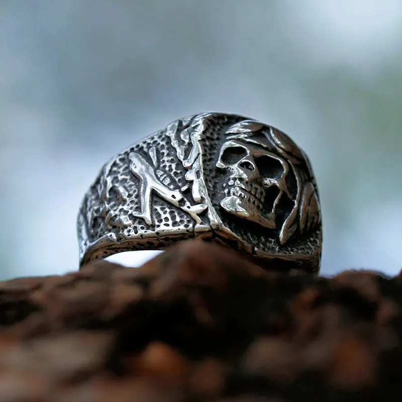 Stainless Steel Aviator Soldier Skull Ring