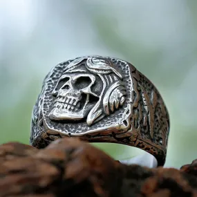 Stainless Steel Aviator Soldier Skull Ring