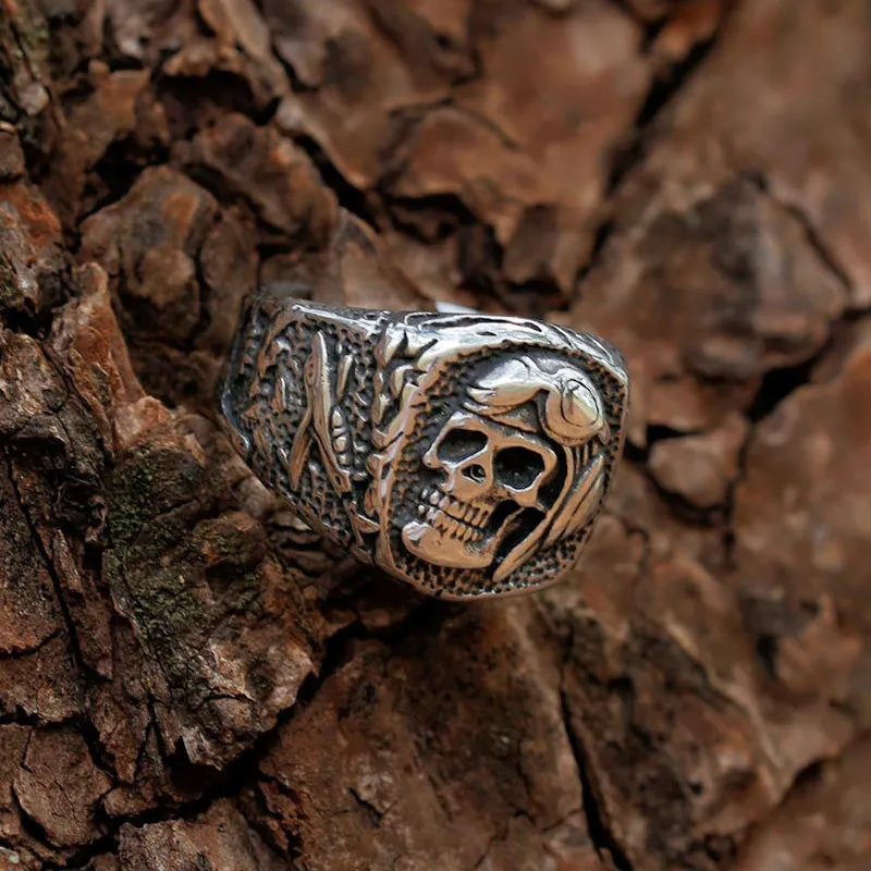 Stainless Steel Aviator Soldier Skull Ring