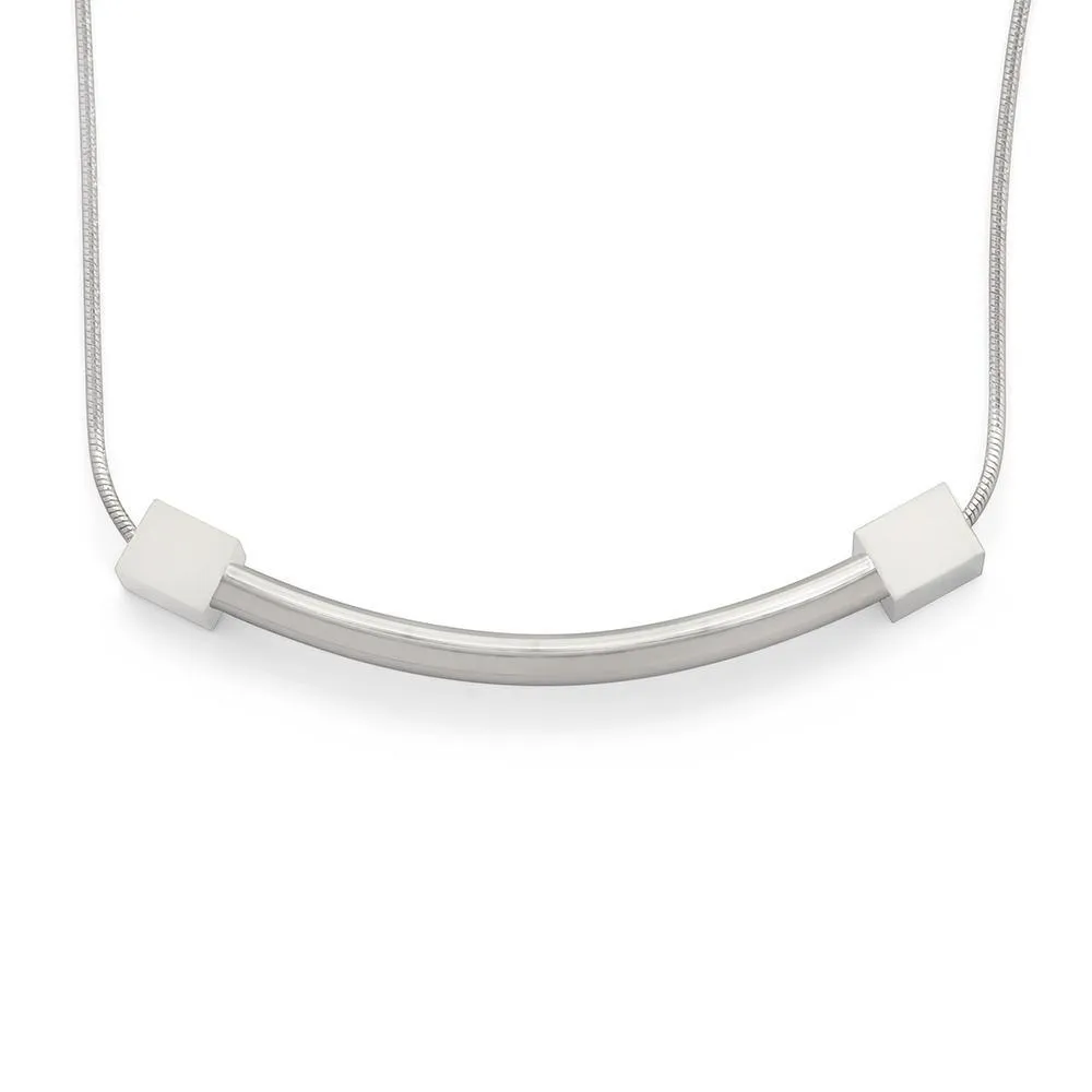 Stainless Steel Curve Bar Station Necklace