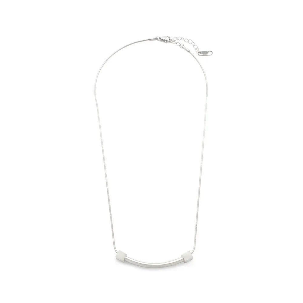 Stainless Steel Curve Bar Station Necklace