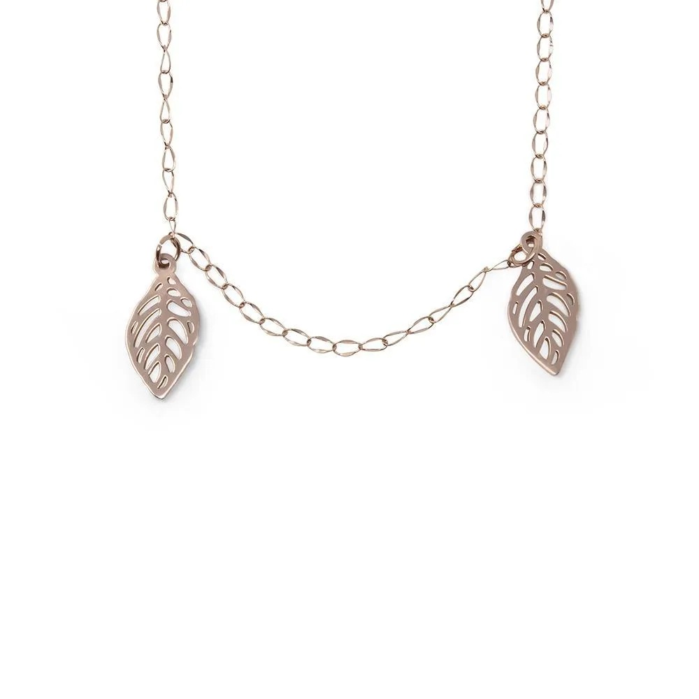 Stainless Steel Leaf Necklace Rose Gold Plated