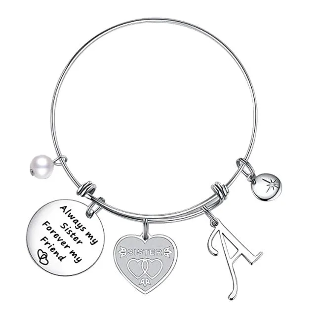 Stainless Steel Sister Charm Bracelet