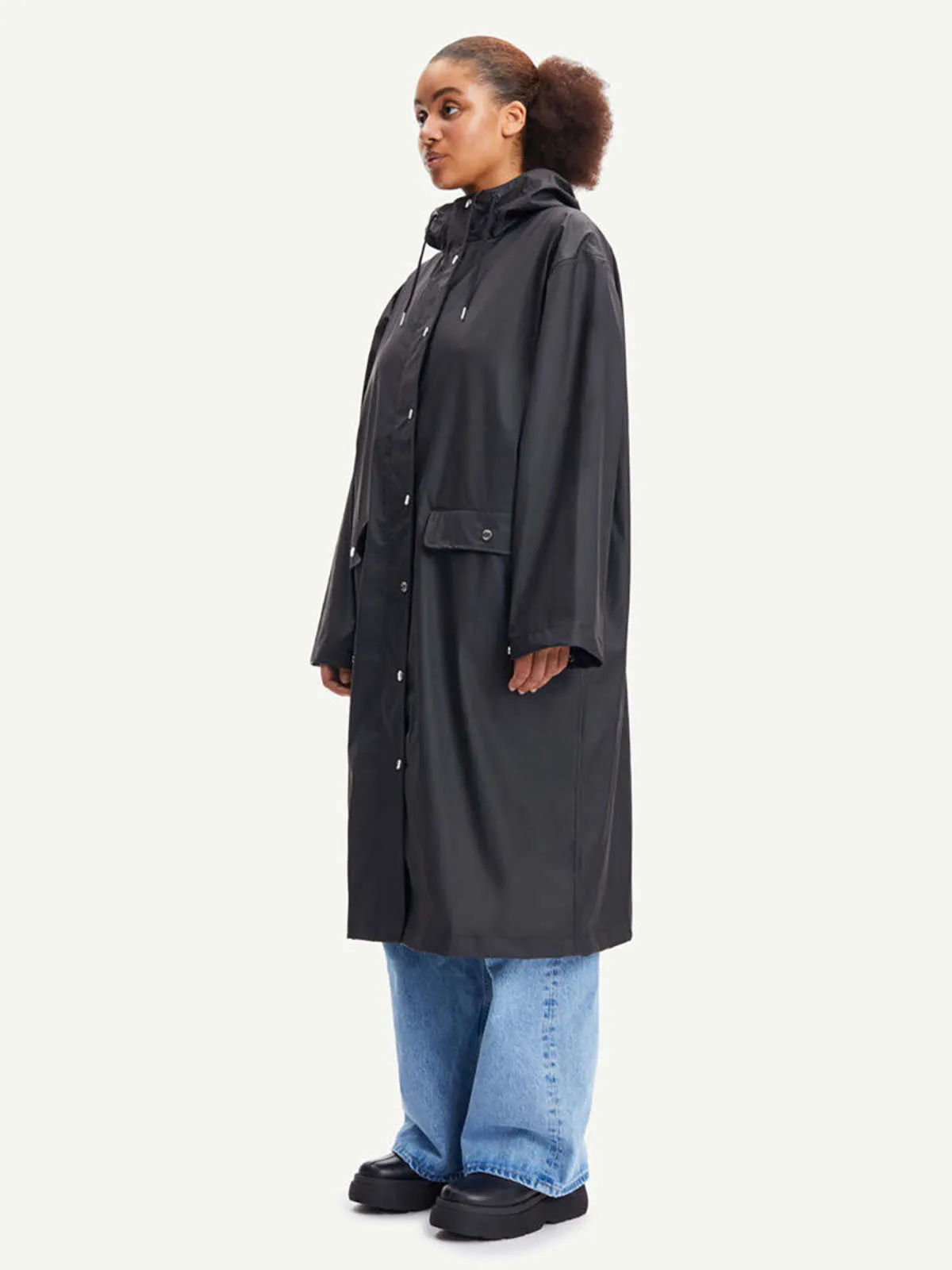 Stala Long Raincoat - Black