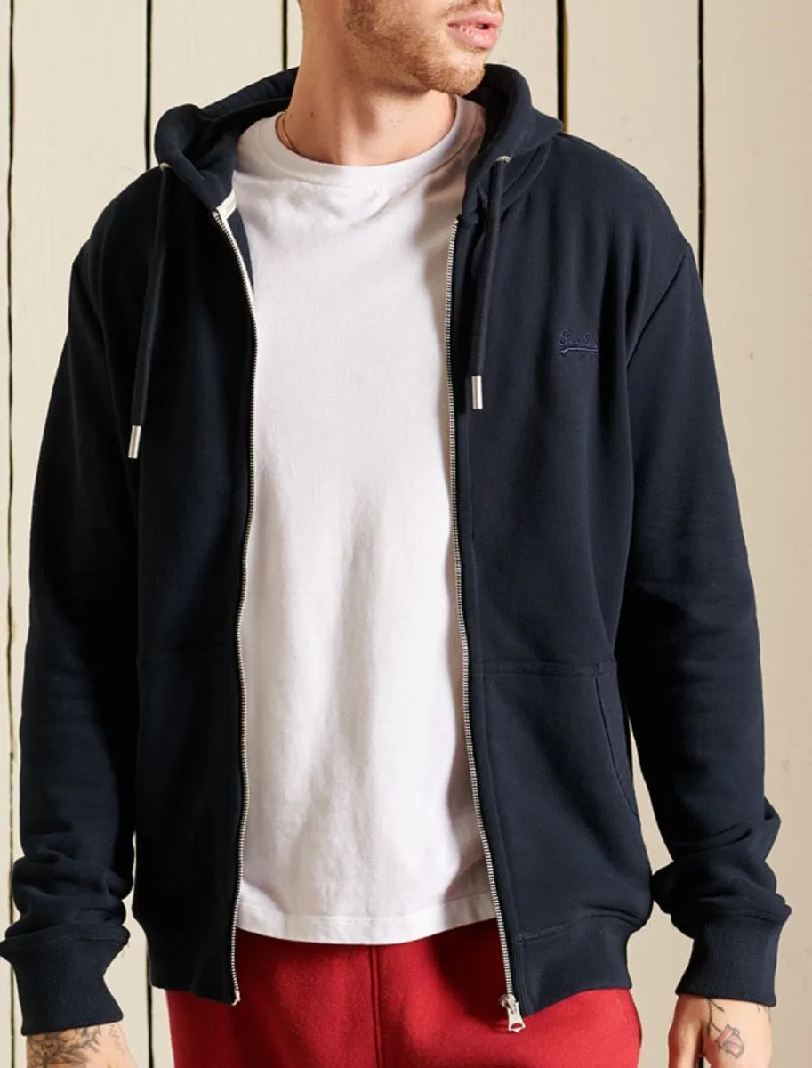 Superdry Vintage Logo Embroided Zip Hooded Sweatshirts Eclipse Navy