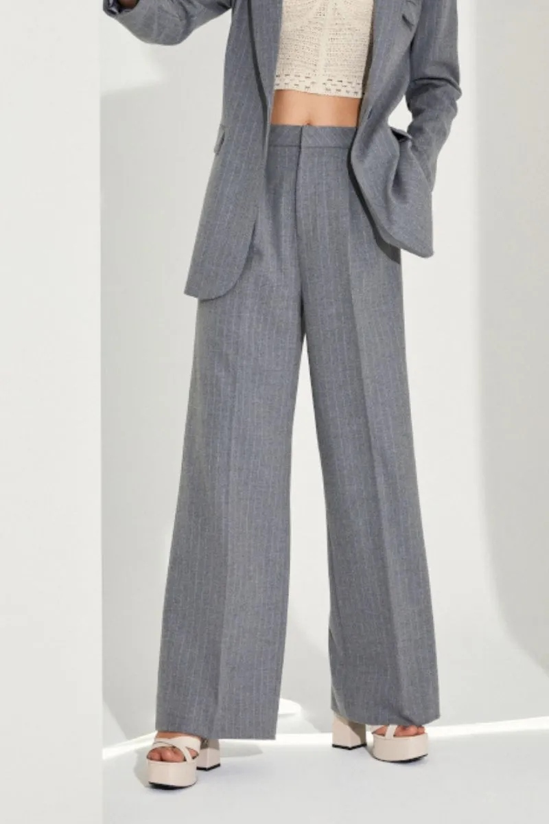 Tailor Pant | Medium grey Mel. Stripe | Bukser fra Copenhagen Muse